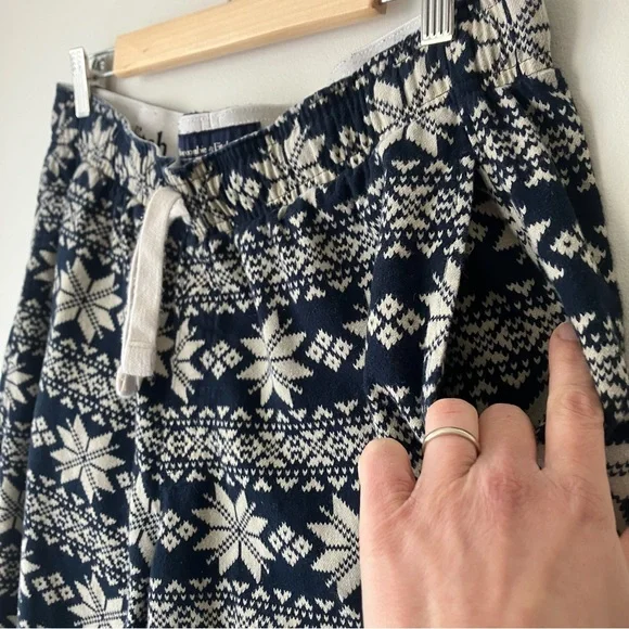 Abercrombie & Fitch Soft Sleep Pants Size L Unisex Navy Fair Isle Cozy Lounge - Picture 4 of 9